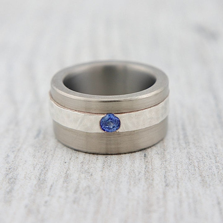 Christine Dwane Bague Horizon en argent, titane et saphir