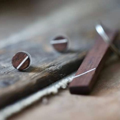 Mathieu Blanchard Boucles d'oreilles en bois et argent sterling ou or 14K personnalisée