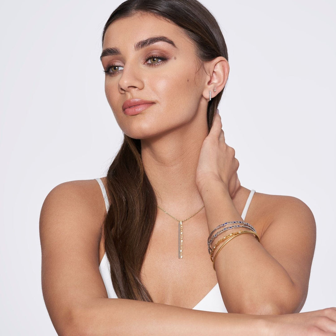 Christine Dwane Boucles d'oreilles Huggies en argent sterling et diamants