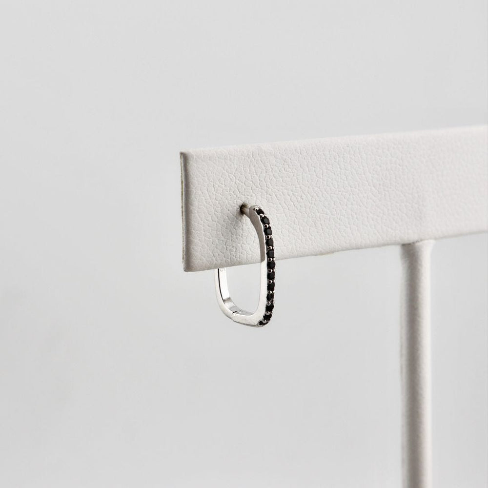 Mathieu Blanchard Boucles d'oreilles Boucles d'oreilles Huggies Scintillantes Noires en argent sterling