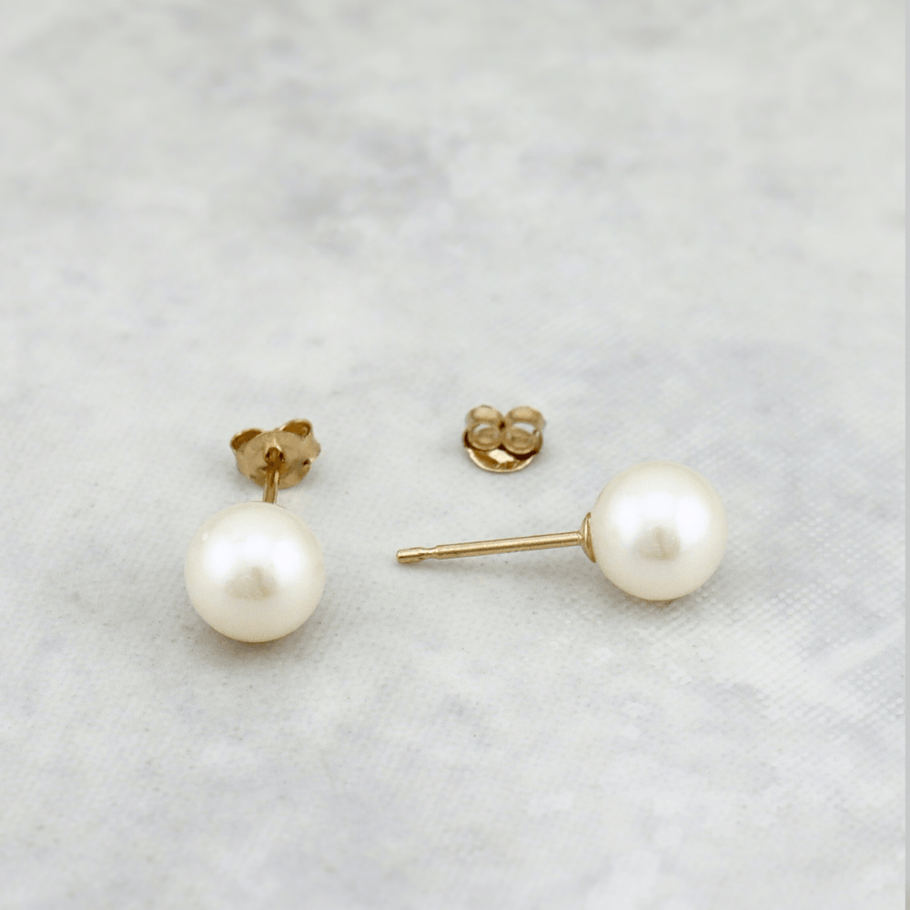 - Boucles d'oreilles Boucles d'oreilles Perles d’eau douce 6mm sur or jaune 14K