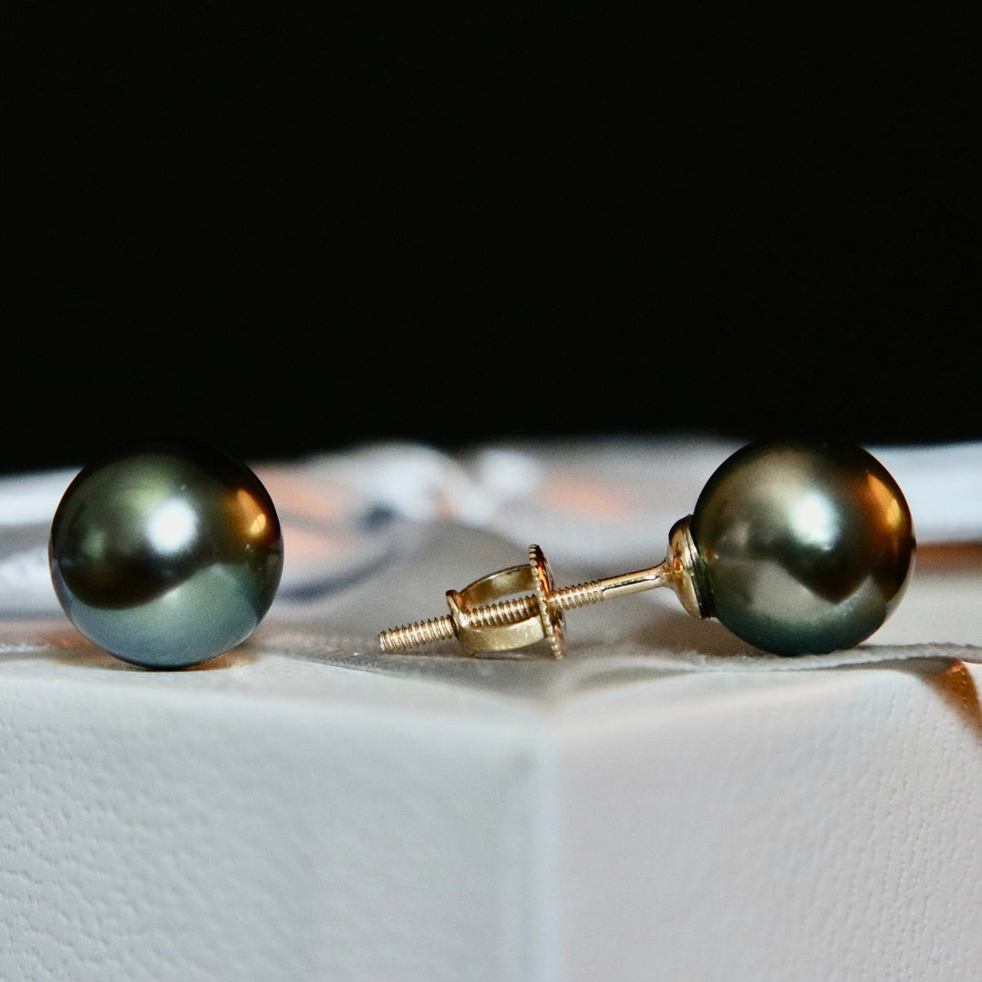 Mathieu Blanchard Or 14K / 8 mm Boucles d’oreilles perles de Tahiti et or 14K