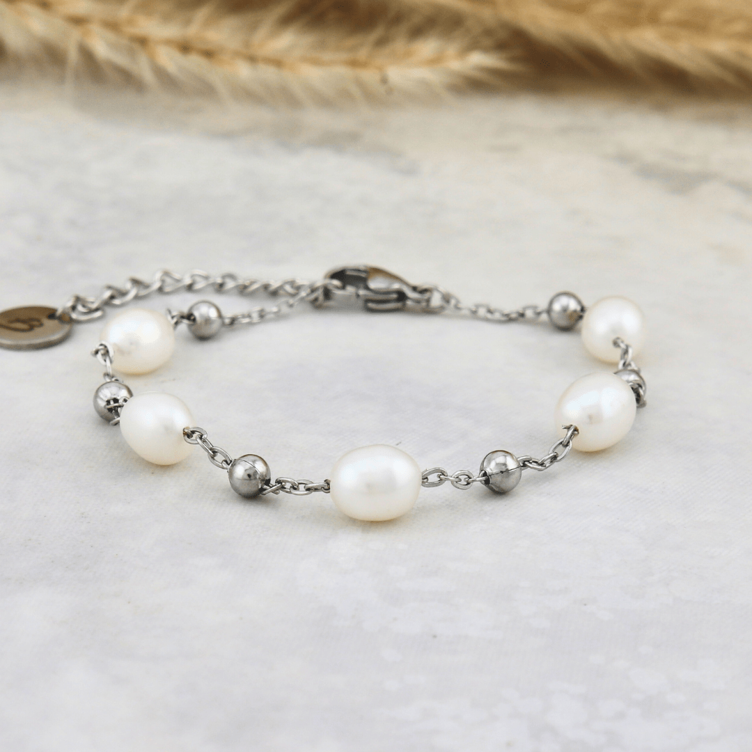 Mathieu Blanchard Bracelets Bracelet en acier et perles baroques