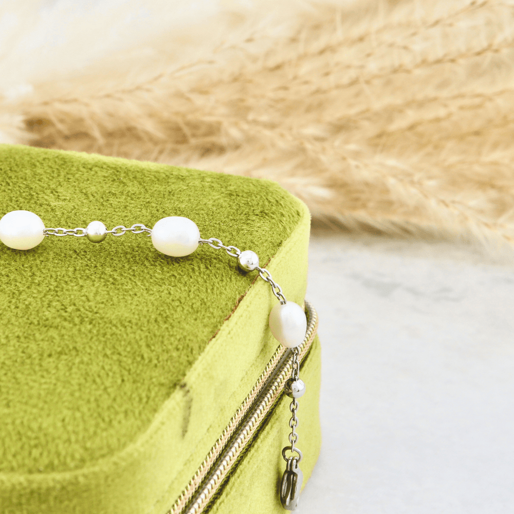 Mathieu Blanchard Bracelets Bracelet en acier et perles baroques