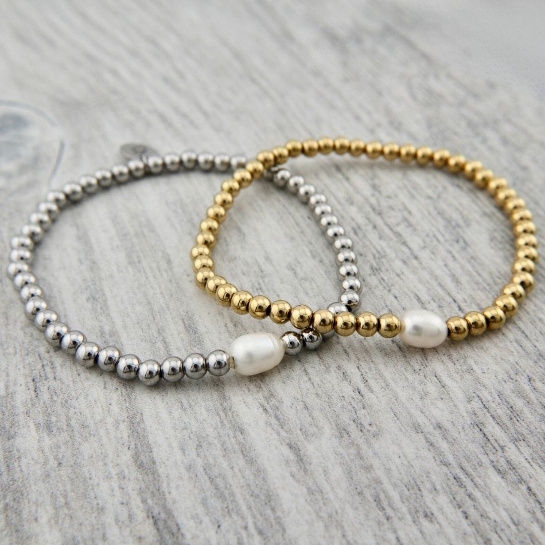 Mathieu Blanchard Bracelet Bracelet Zéphyr en acier et perles