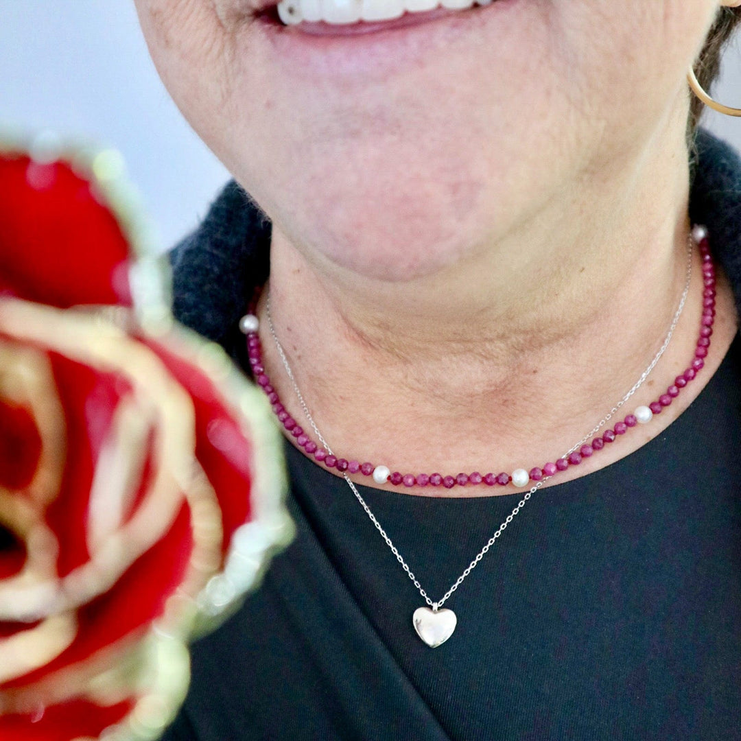 Mathieu Blanchard Collier Vibrance en perles et rubis