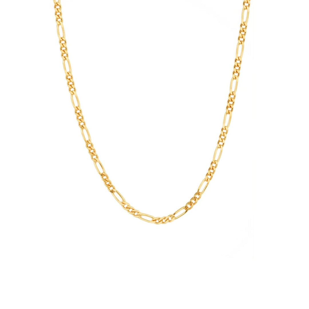 Mathieu Blanchard Doré / 18 pouces Bracelet de cheville Figaro en argent sterling