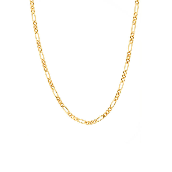 Mathieu Blanchard Doré / 18 pouces Bracelet de cheville Figaro en argent sterling