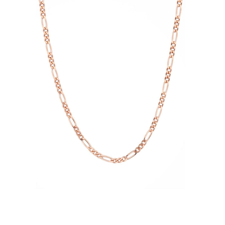 Mathieu Blanchard Rosé / 18 pouces Bracelet de cheville Figaro en argent sterling