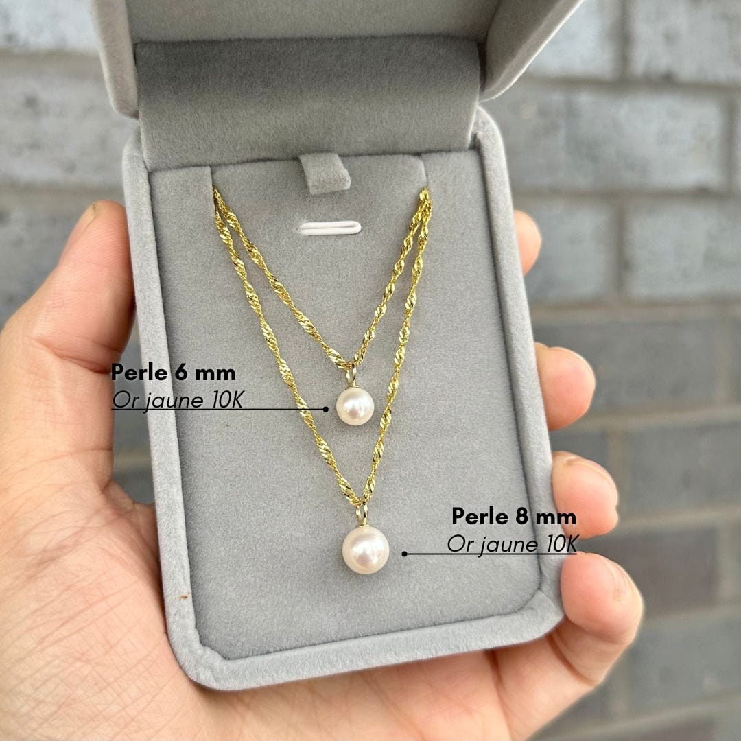 Mathieu Blanchard Pendentif perle d'eau douce et or 10K ou argent sterling