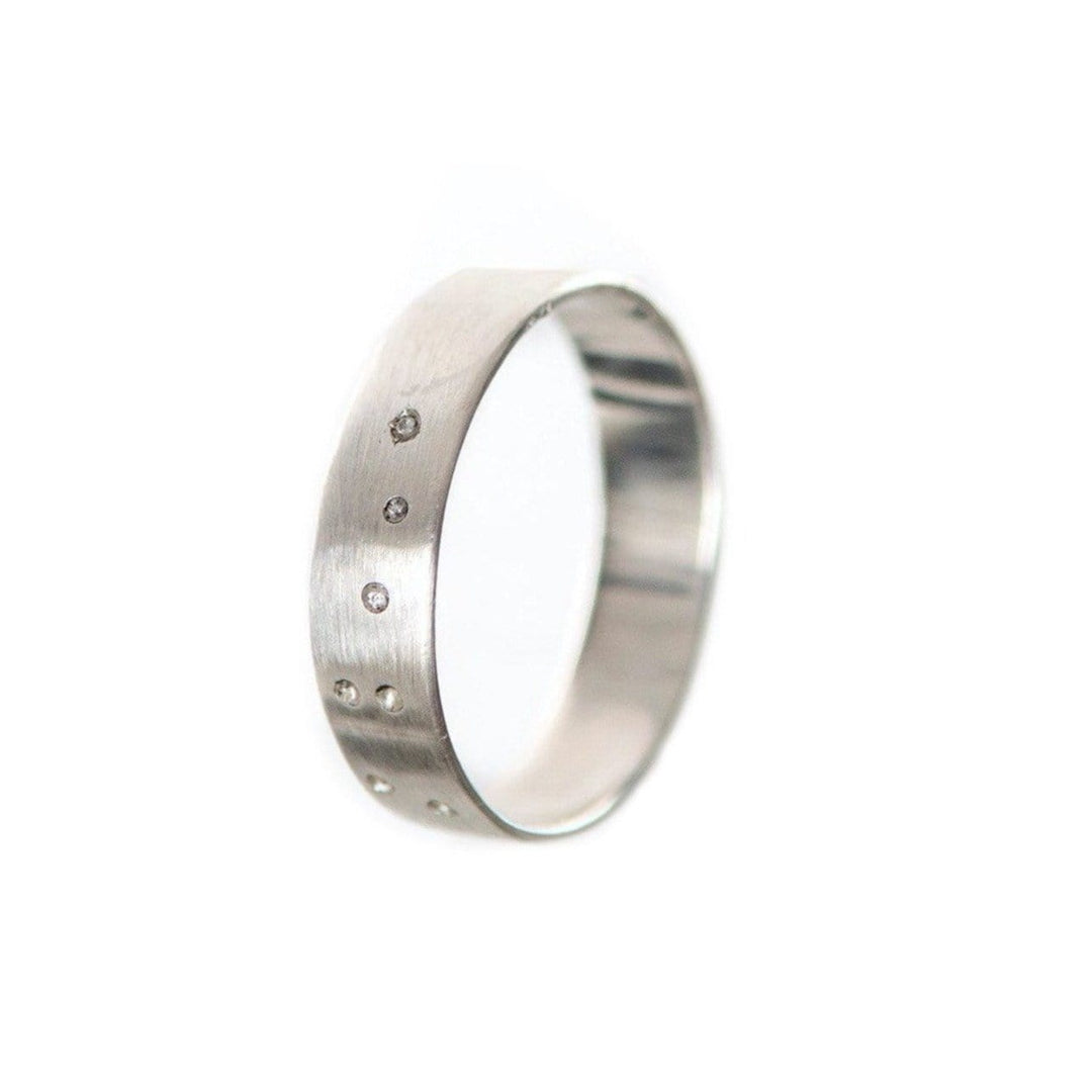 Atelier du bon bouleau Bague en argent et 7 diamants canadien