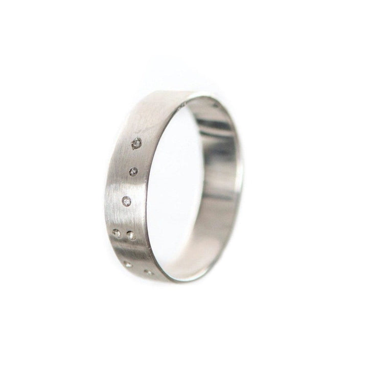 Atelier du bon bouleau Bague en argent et 7 diamants canadien