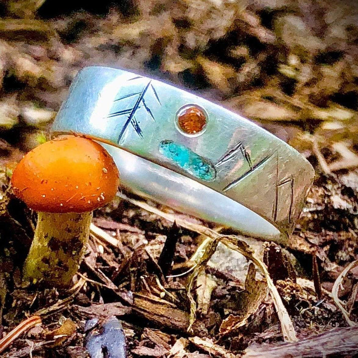 Atelier du bon bouleau Bague en argent sterling et saphir de couleur