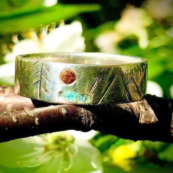 Atelier du bon bouleau Bague en argent sterling et saphir de couleur