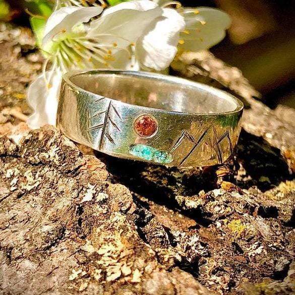 Atelier du bon bouleau Bague en argent sterling et saphir de couleur