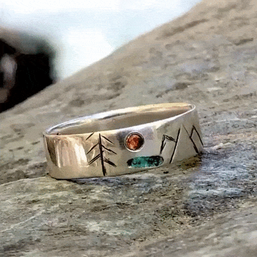 Atelier du bon bouleau Bague en argent sterling et saphir de couleur