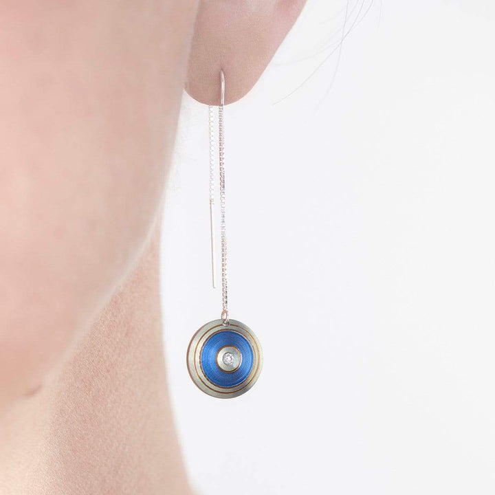 Christine Dwane Boucles d'oreilles en argent, titanium et diamants