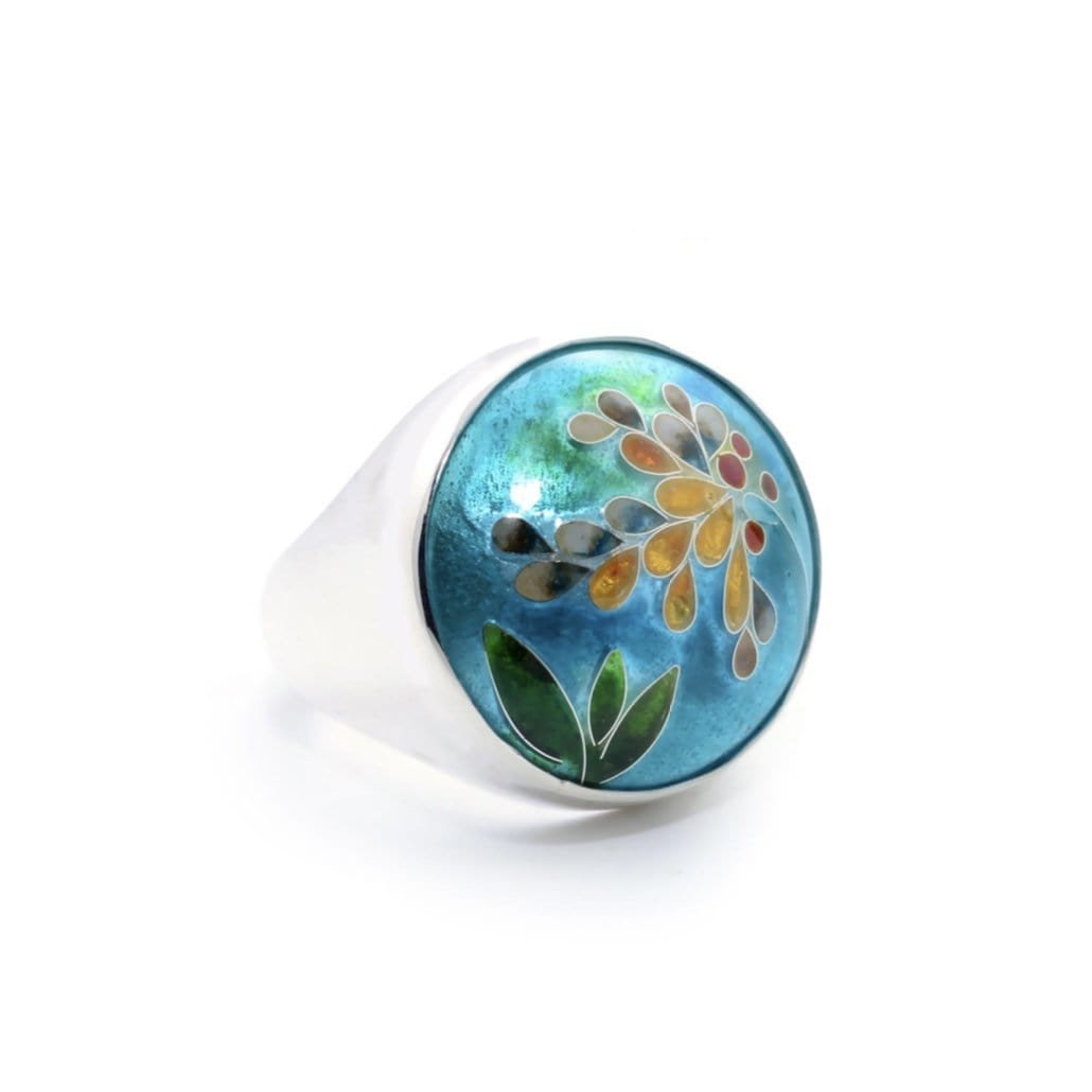 Gayane Avetisyan Bague Floraison en argent fin, émail et or 24K