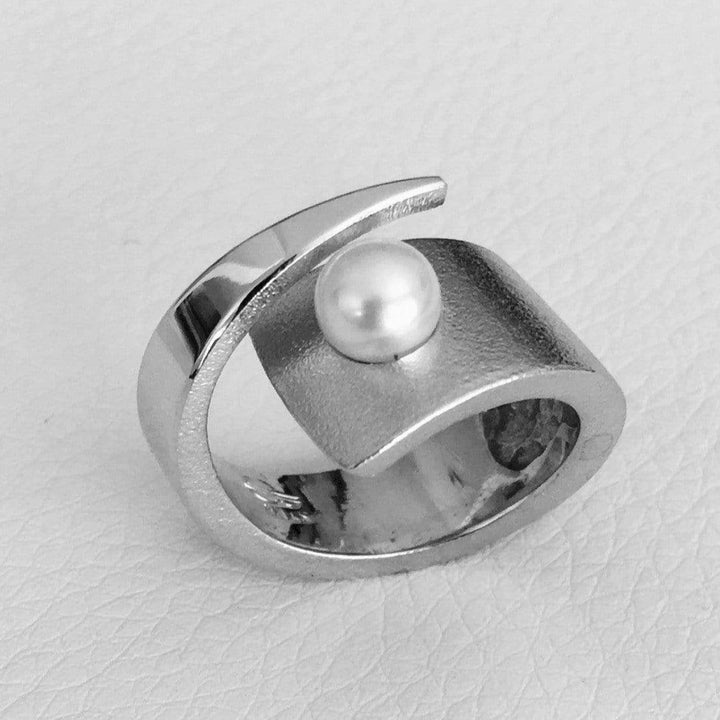 Jean Bastien Bague perle 5mm sur argent plaqué rhodium