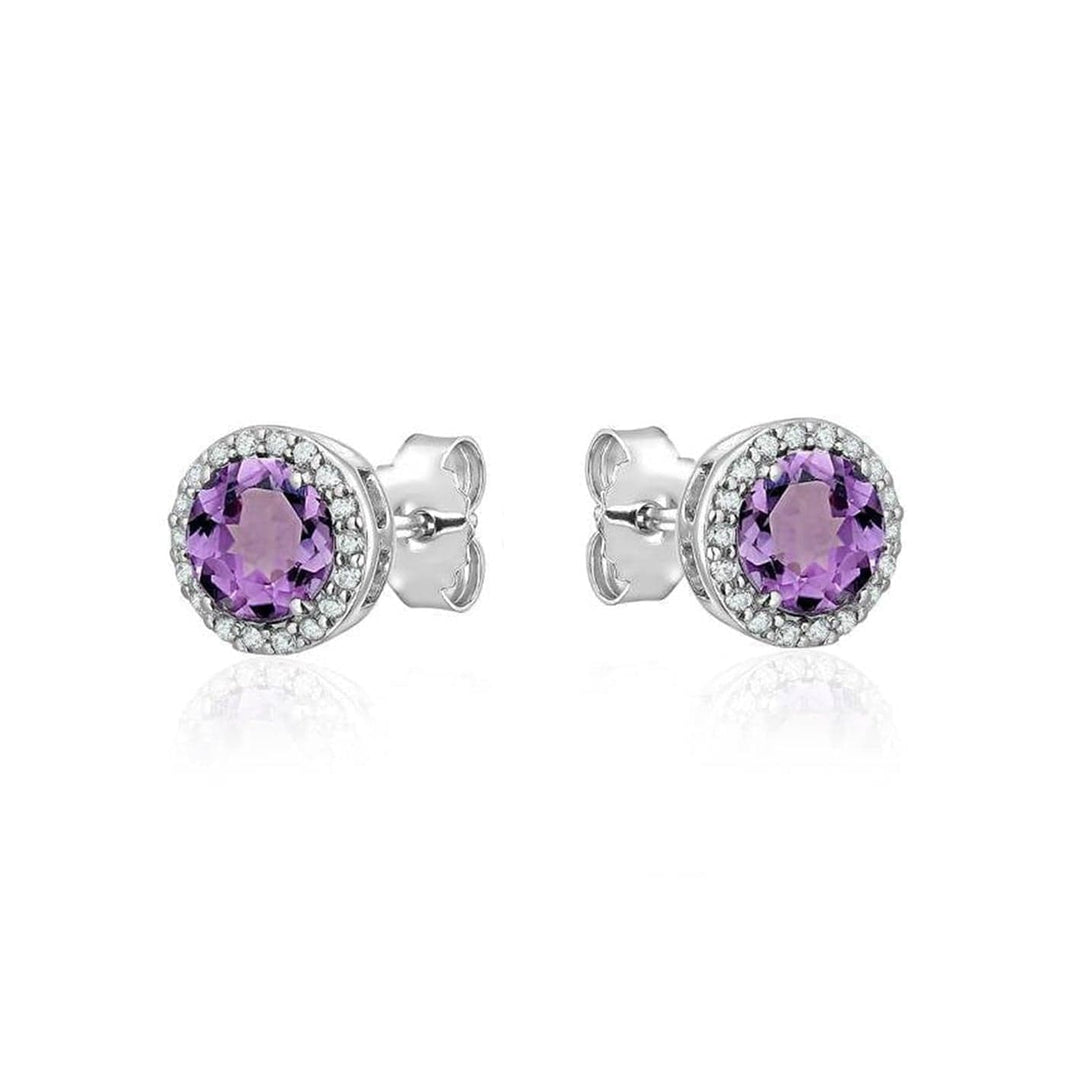 Larus Boucles d'oreilles Boucles d'oreilles en argent sterling serties d'améthystes
