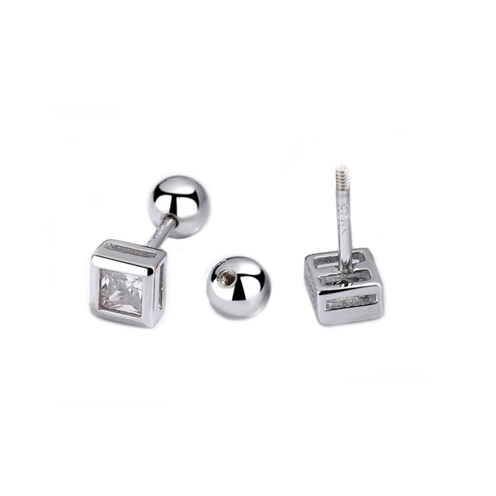 Mathieu Blanchard Argent Boucles d'oreilles Carrés en argent sterling