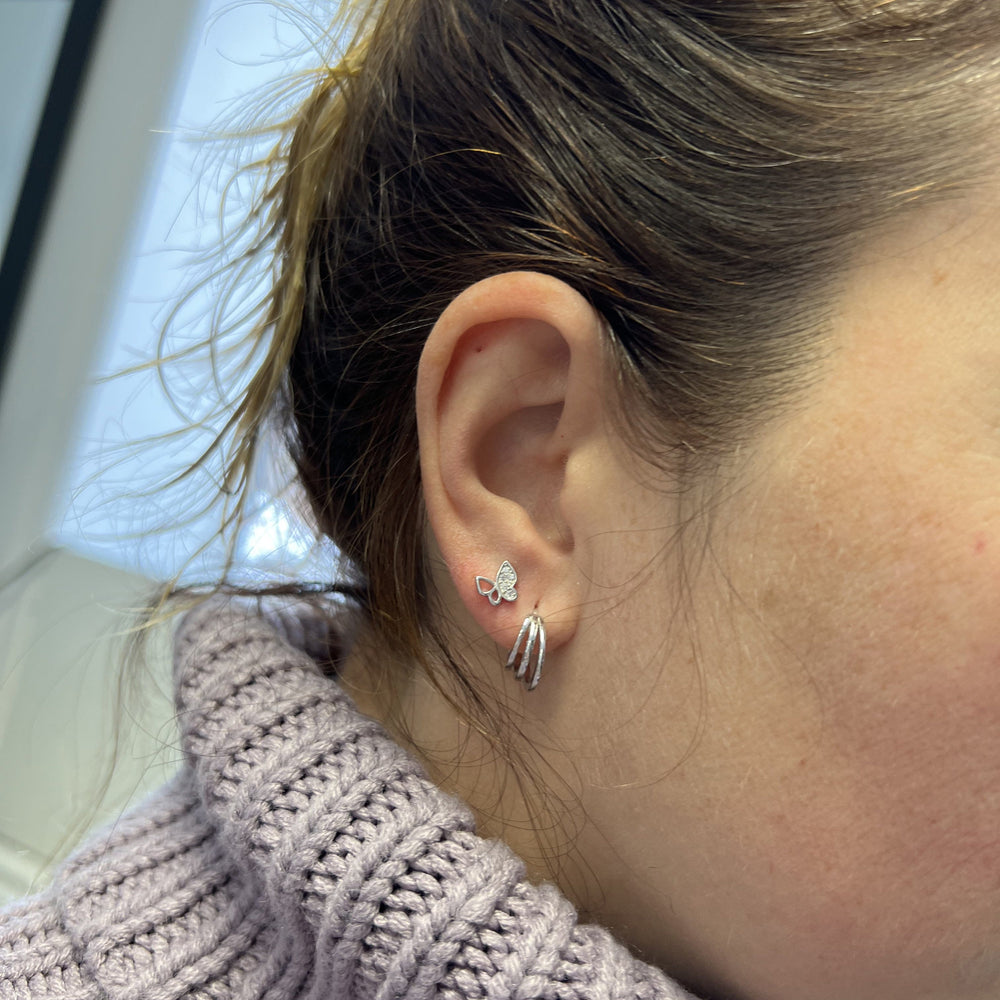 Mathieu Blanchard Boucles d'oreilles Boucles d'oreilles Huggies 3 rangs en argent sterling