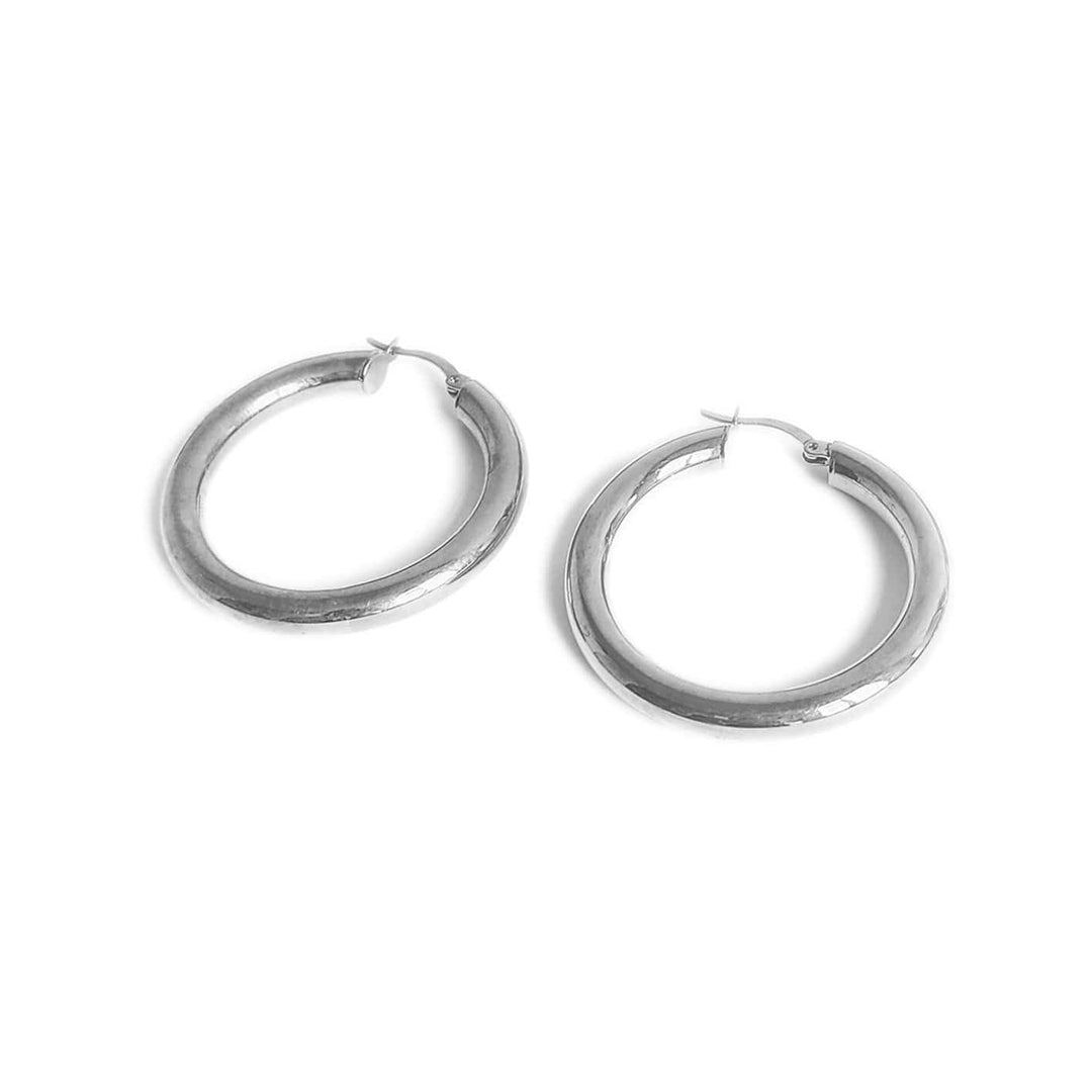Mathieu Blanchard Chaîne Boucles d'oreilles anneaux 20 ou 40mm minimalistes en argent sterling