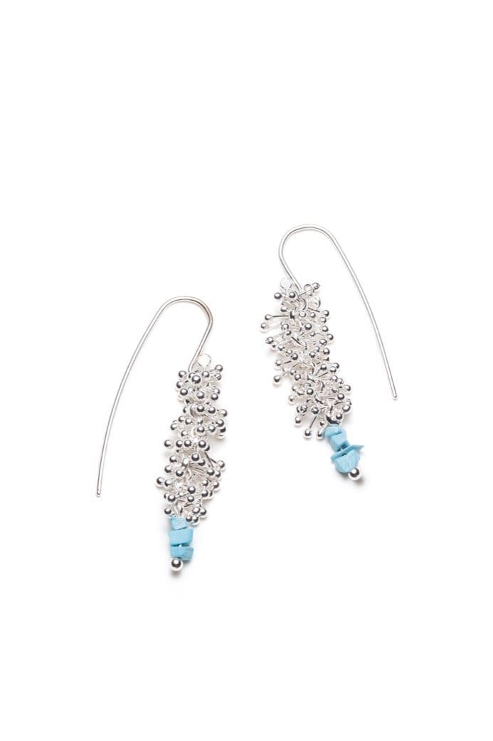 Michaud Michaud Boucles d'oreille Crochets d'oreille avec turquoises et argent