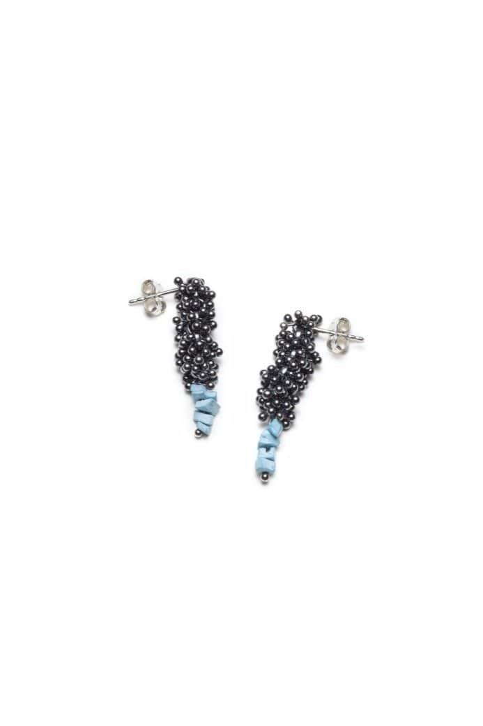 Michaud Michaud Boucles d'oreille Pendants d'oreilles ShikShok avec turquoises et argent oxydé