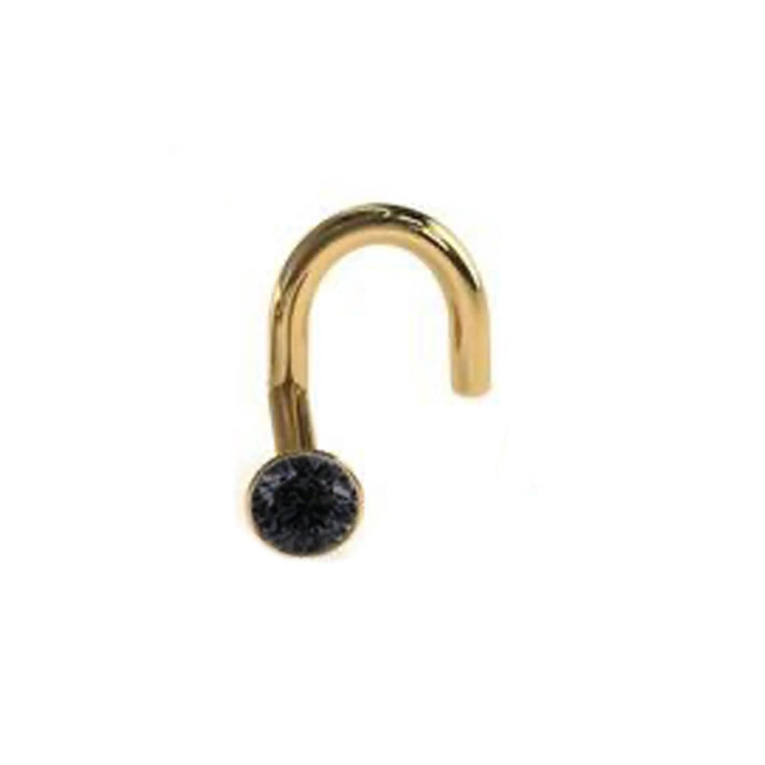 - Piercing de nez cz noir sur acier plaqué or