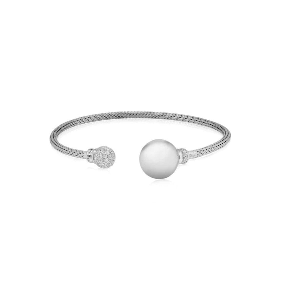 Sylvea Italy Argent 925 / Ajustable Bracelet avec cz en argent 925 plaqué rhodium