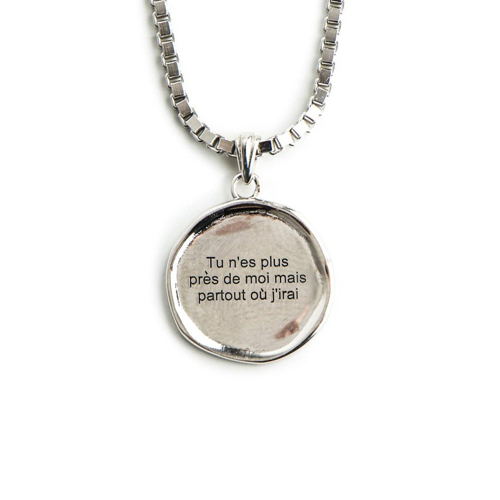 Symbollia Tu n’es plus près de moi mais partout où j’irai Collier Près de moi / Veille sur nous CZ en argent