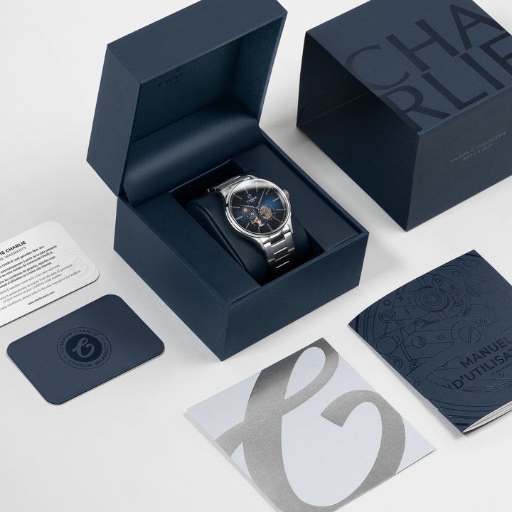 Montre Charlie Paris INITIAL Open Heart Jour/Nuit - Bleu 40 mm