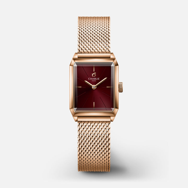 Montre Charlie Paris MONCEAU Or Rosé &amp; Bordeaux 36 mm