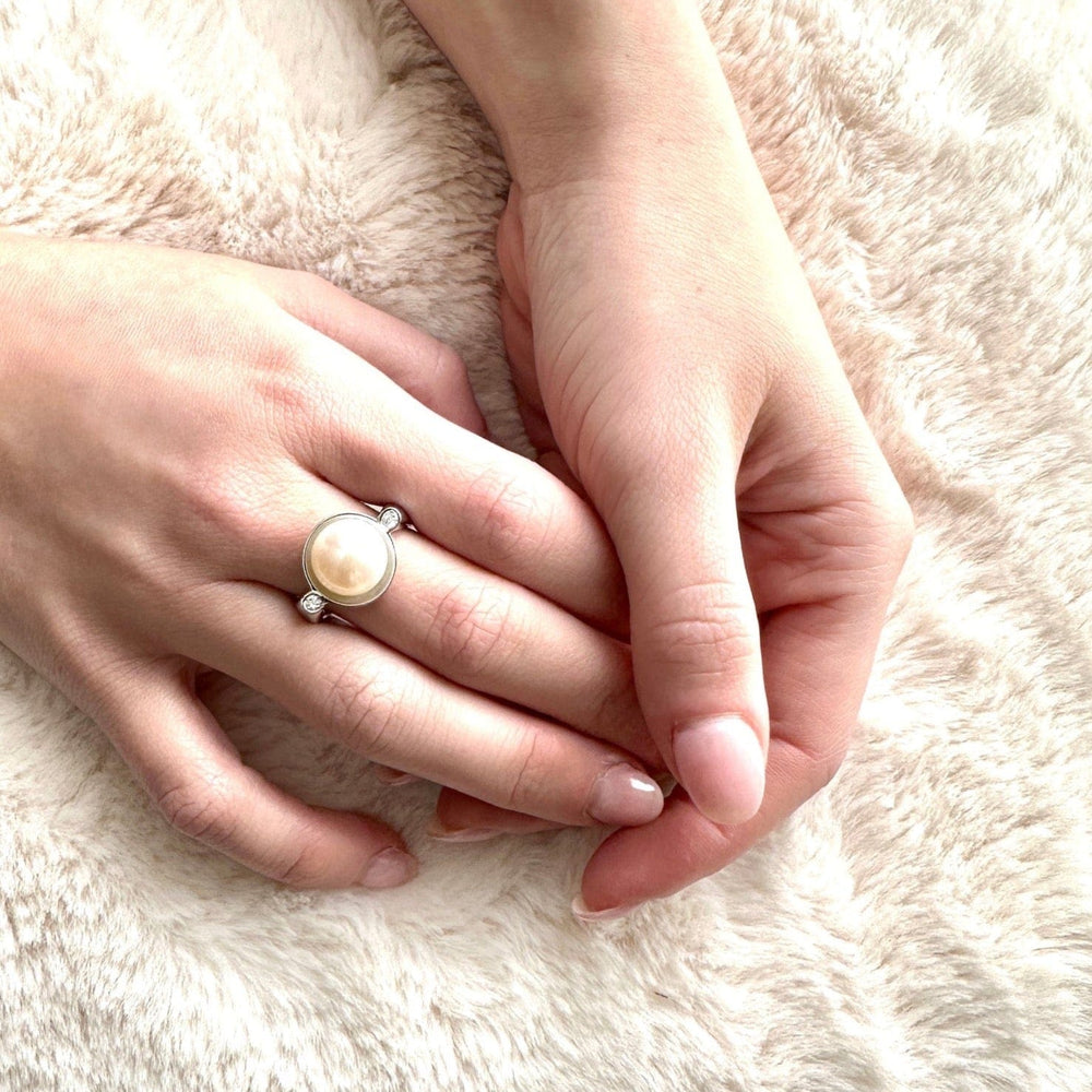 Jean Bastien Bague en argent sterling et perle bouton