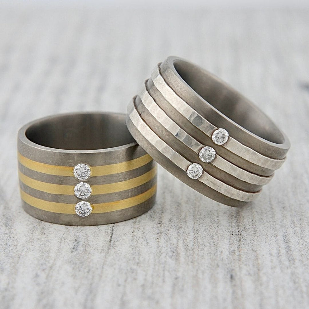 Christine Dwane Bague en or vert 20K, titanium et diamants