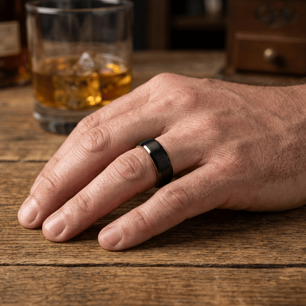 Roadtripmadewood Bagues Bague en tungstène et bois de whisky