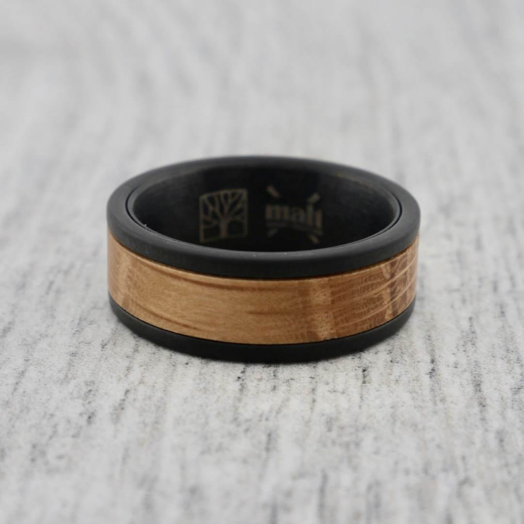 Roadtripmadewood Bagues Bague en tungstène et bois de whisky
