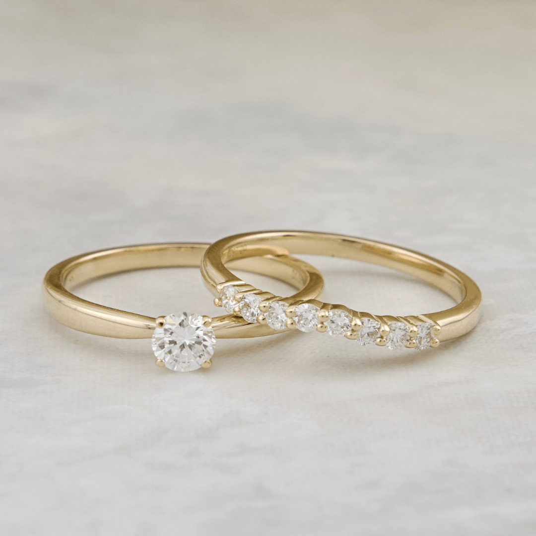 Bague Ensemble d'alliances Classique et diamants Mathieu Blanchard Bagues Duo Solitaire diamants 0,3ct et et Jonc 0,28ctw | Mathieu Blanchard Mathieu Blanchard Joaillerie