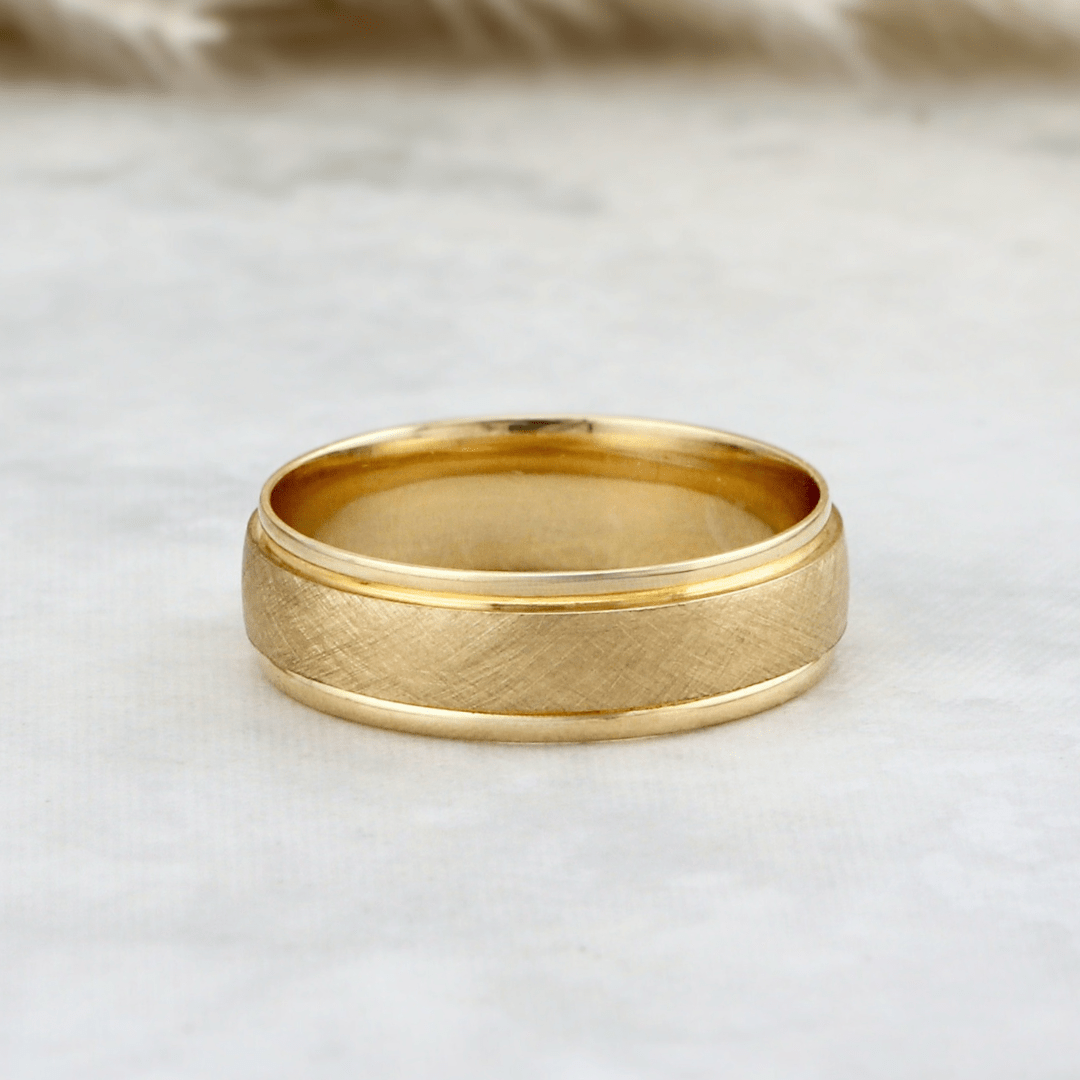 Bague Florentine Mathieu Blanchard Bagues Jonc Florentine 6mm en or jaune ou blanc 10K | Bagues de Fiançailles Homme Mathieu Blanchard Joaillerie