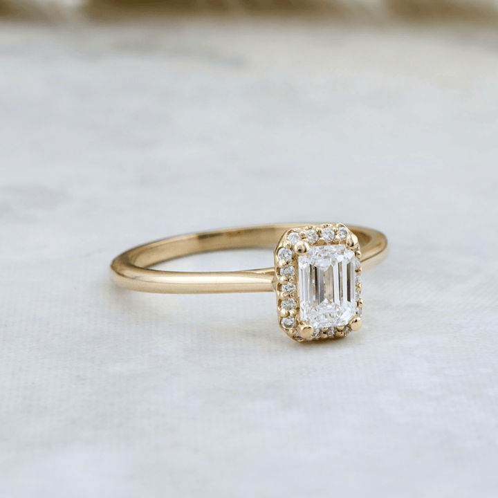 Mathieu Blanchard Bagues Bague Halo Émeraude en or 14K - 18K et diamant 0,6 ctw