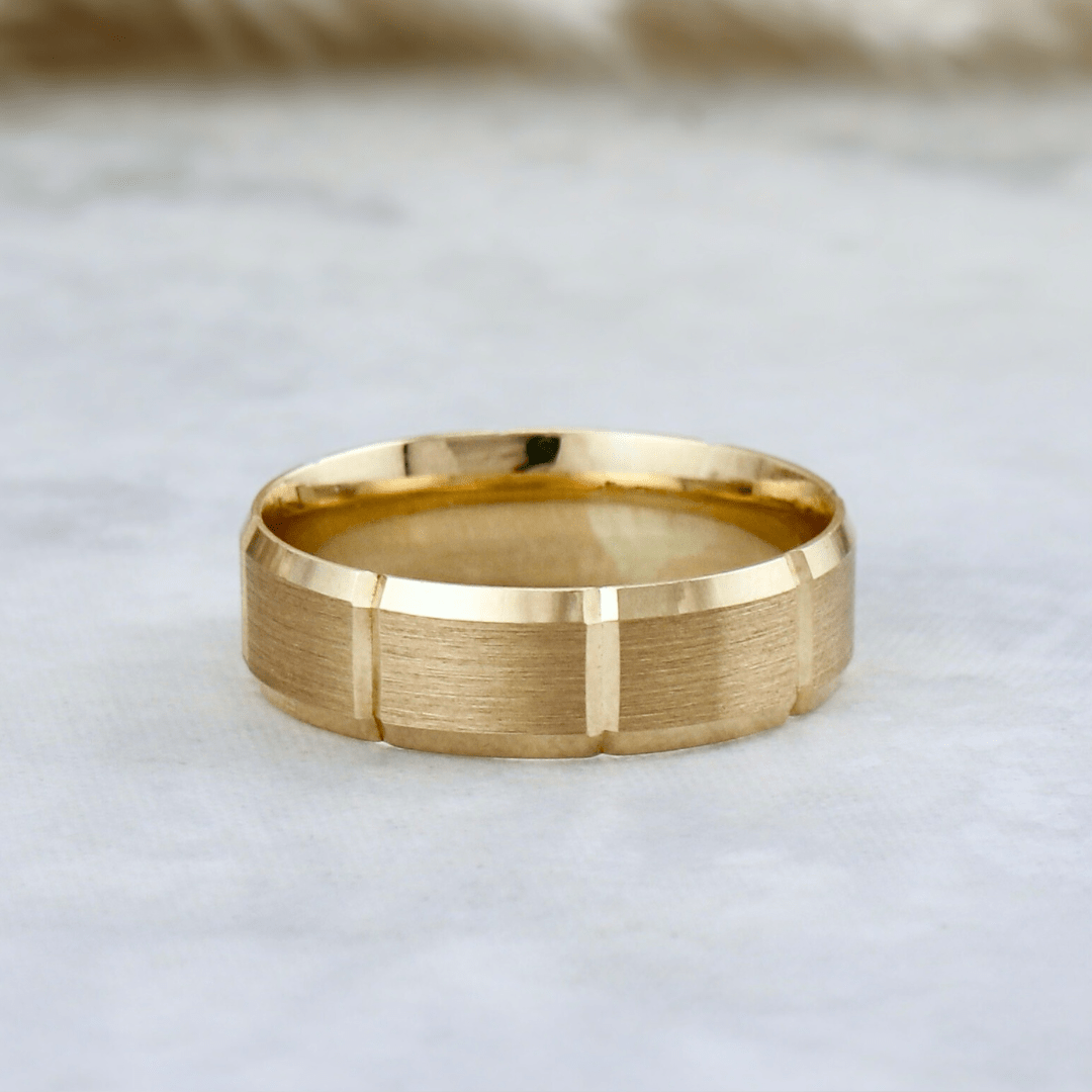 Bague Linéo Mathieu Blanchard Bagues Jonc brossé 6mm en or jaune ou blanc 10K | Bagues de Fiançailles Homme Mathieu Blanchard Joaillerie