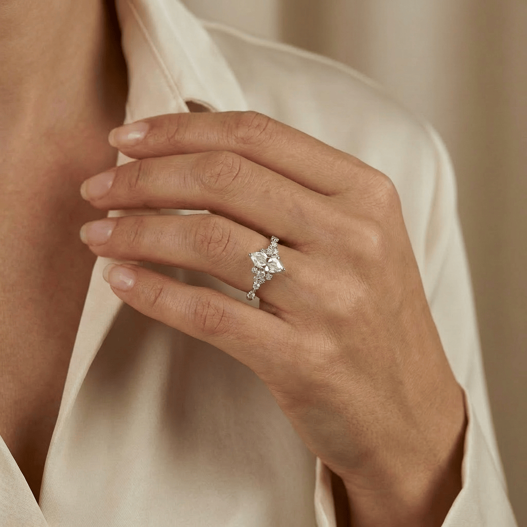Bague Nuage Marquise Moissanites Mathieu Blanchard Bagues Solitaire Moissanite Marquise 0,5ct en or 10K ou 925 | Mathieu Blanchard Mathieu Blanchard Joaillerie