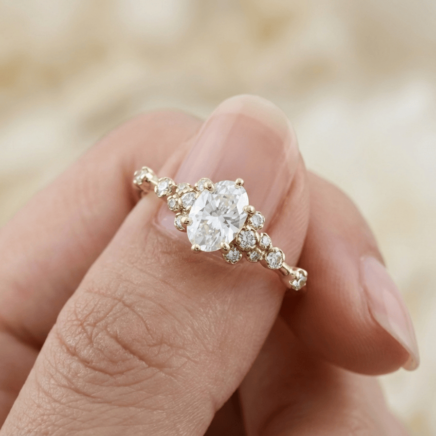Bague Nuage Ovale Moissanites Mathieu Blanchard Bagues Solitaire Moissanite Ovale 0,4ct en or 10K ou 925 | Mathieu Blanchard Mathieu Blanchard Joaillerie