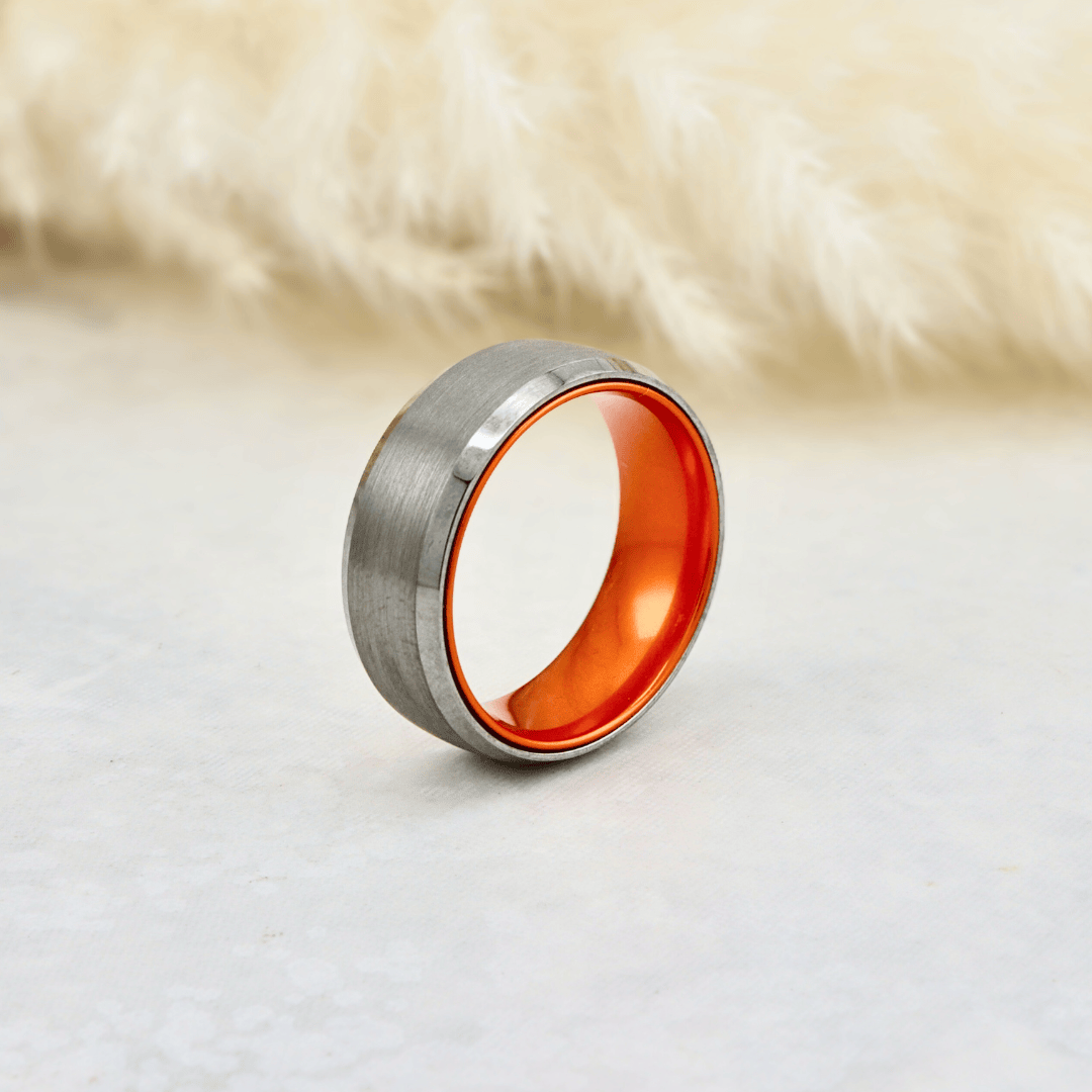 Roadtripmadewood Bagues Bague Orange Électrique en tungstène