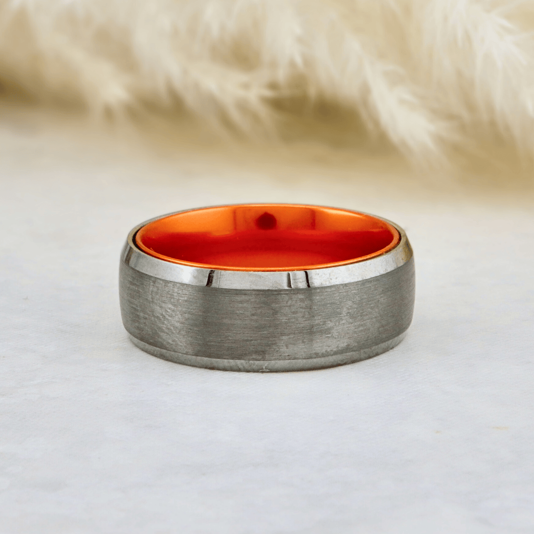 Roadtripmadewood Bagues Bague Orange Électrique en tungstène