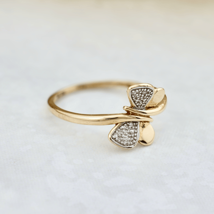 Bague Papillon et diamants en or jaune 10K - Bagues Bague Papillon en or 10K et diamants 2pts | Mathieu Blanchard Mathieu Blanchard Joaillerie