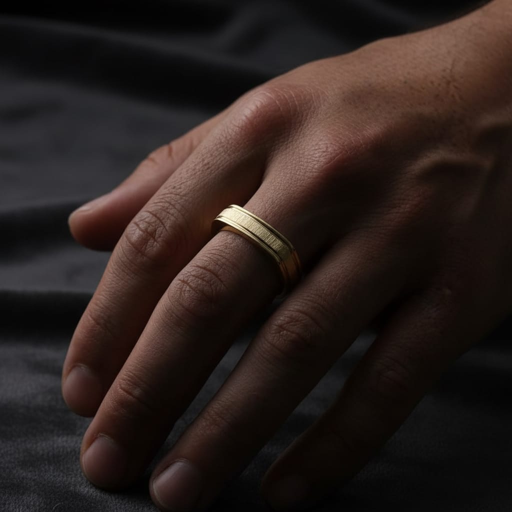 Bague Signet texturé Mathieu Blanchard Bagues Jonc Signet 6 mm Or Solide sur Mesure | Mathieu Blanchard Mathieu Blanchard Joaillerie
