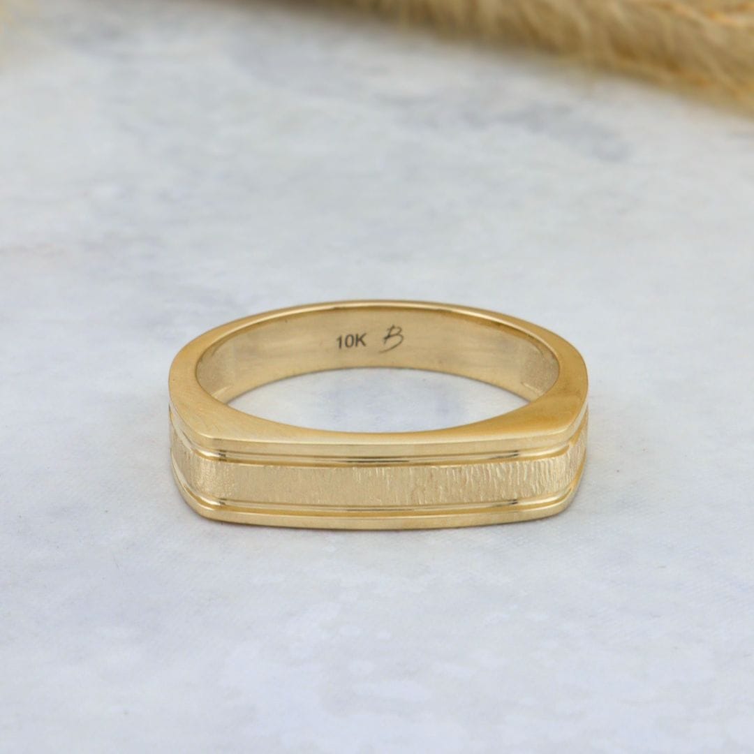 Bague Signet texturé Mathieu Blanchard Bagues Jonc Signet 6 mm Or Solide sur Mesure | Mathieu Blanchard Mathieu Blanchard Joaillerie