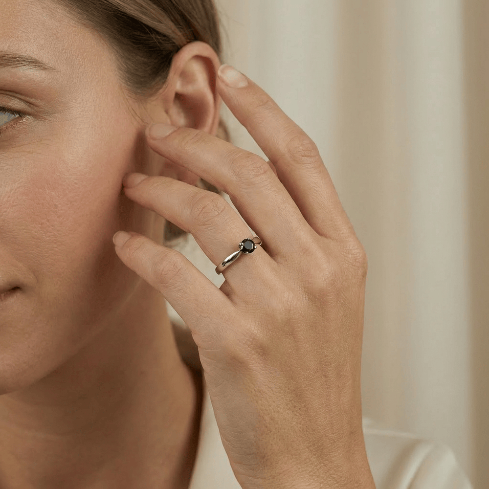 Mathieu Blanchard Bagues Bague solitaire Classique en or 14K et moissanite noir 0,5 ct